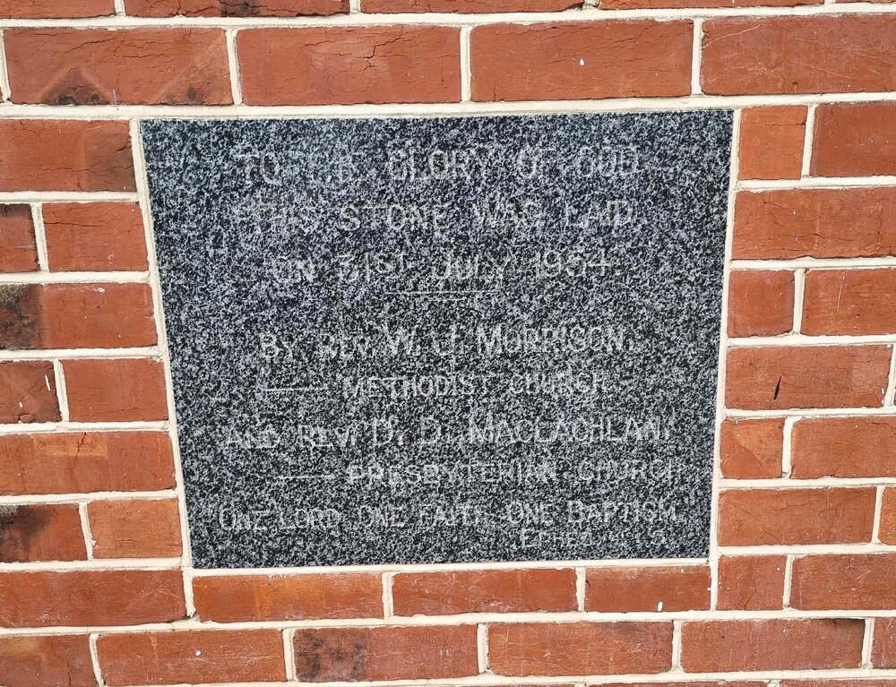 St David's Union Church foundation stone