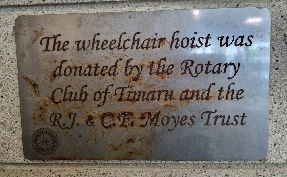 CBay wheelchair hoist plaque