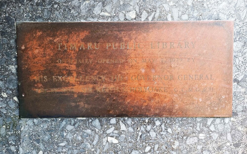 Timaru Public Library official opening plaque