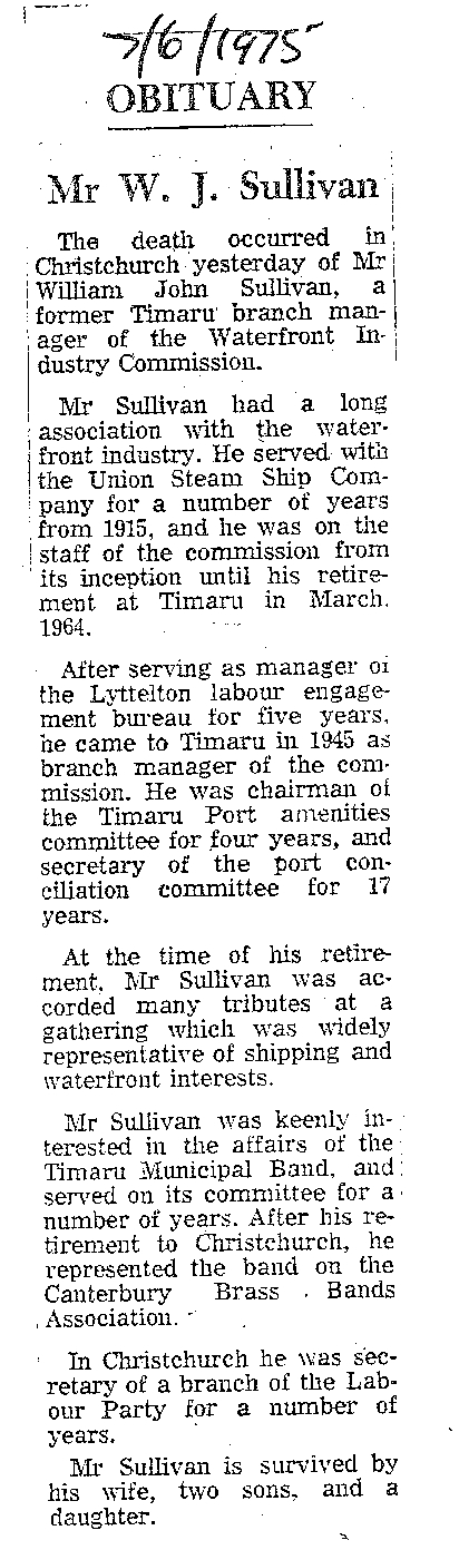 Obituary: Mr W J Sullivan