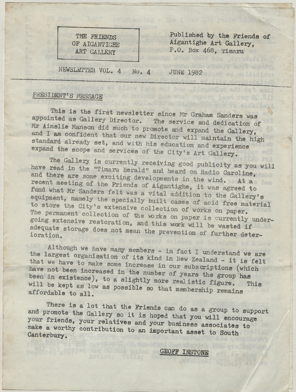 Friends of the Aigantighe Newsletter June 1982