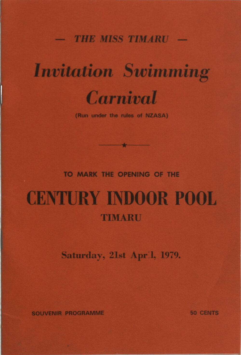 The Miss Timaru Invitation Swimming Carnival to mark the opening of the Century Indoor Pool