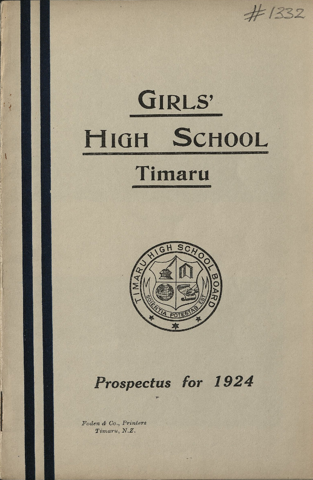 Timaru Girls High School Prospectus for 1924