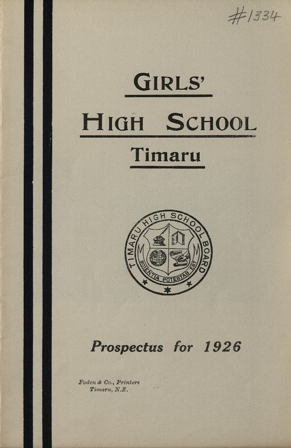 Timaru Girls High School Prospectus for 1926