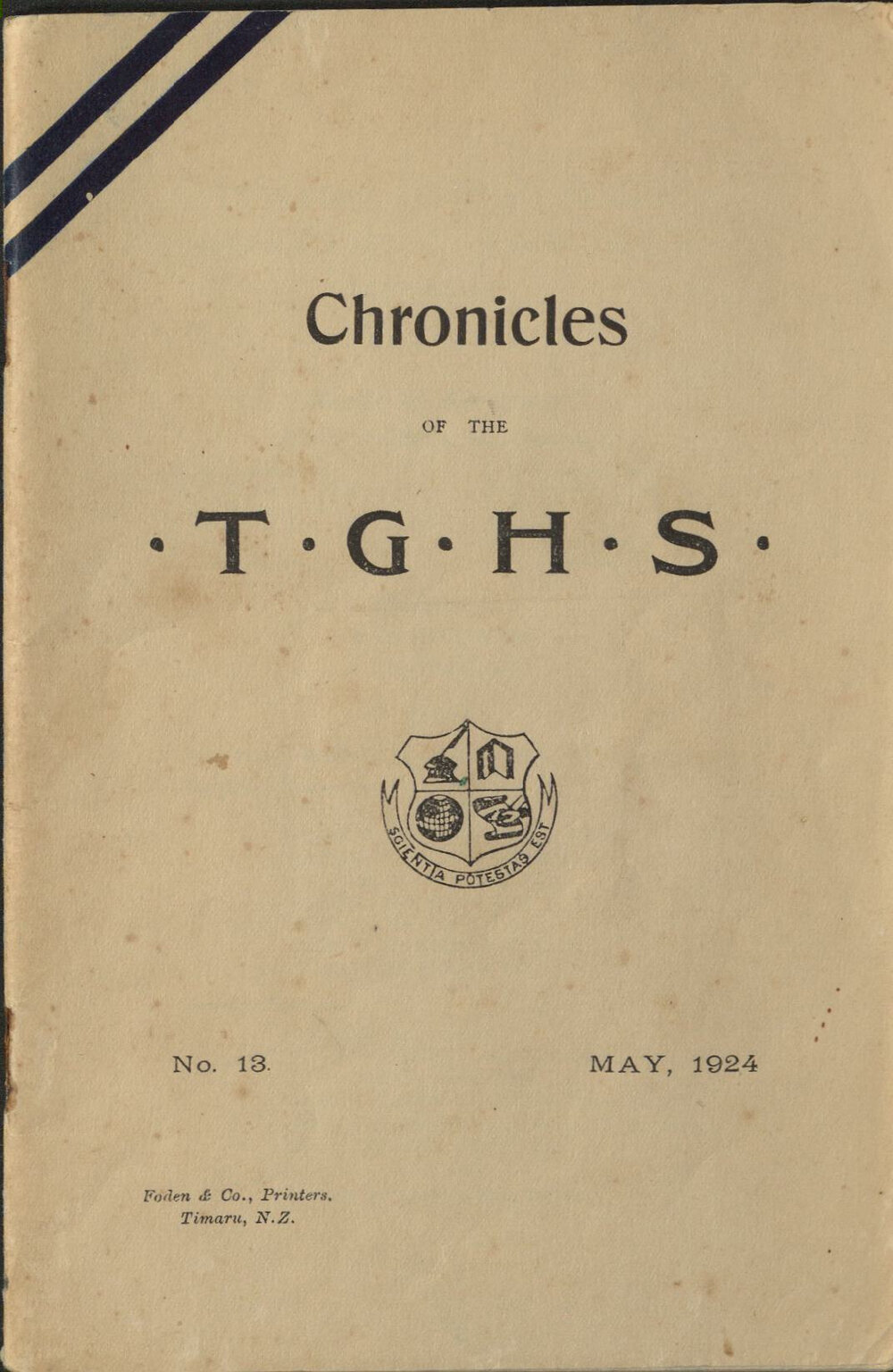 Chronicles of TGHS No.13 May 1924