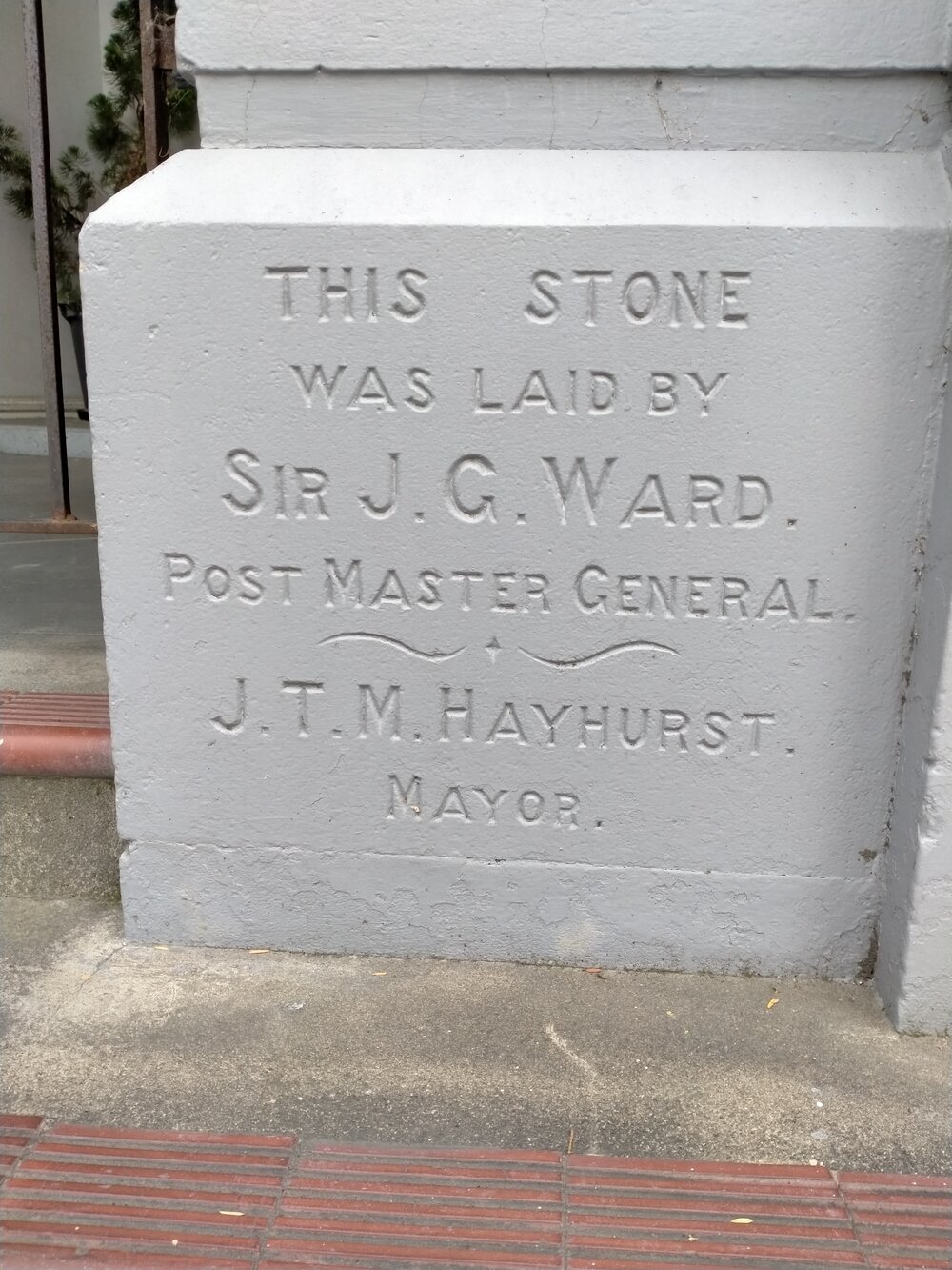 Temuka Post Office building foundation stone