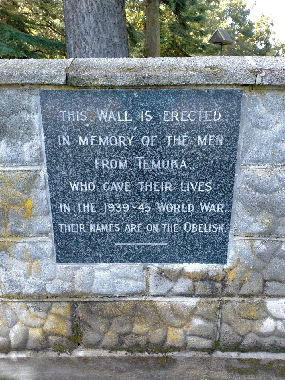 Temuka World War Two memorial wall