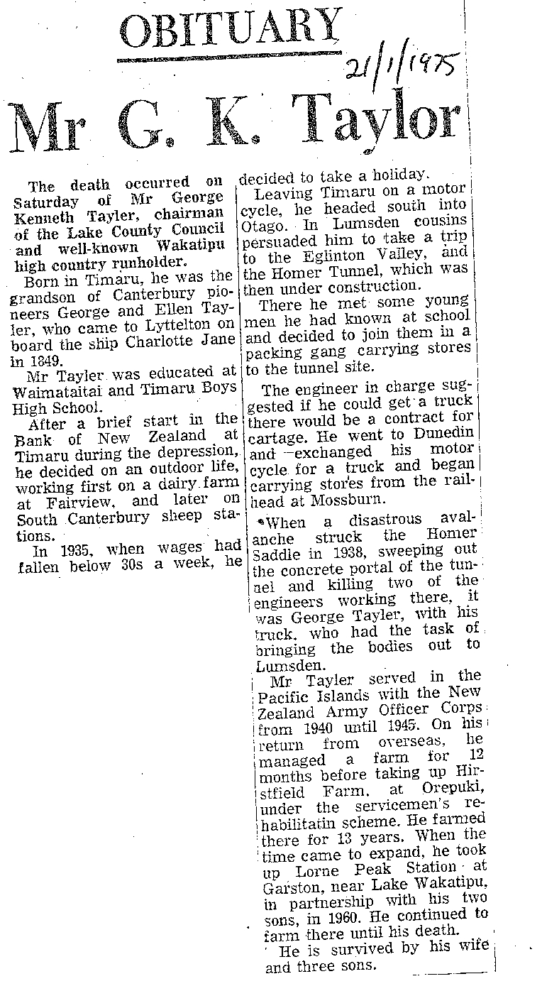 Obituary: Mr G K Taylor