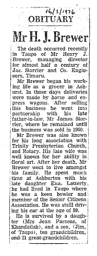Obituary: Mr H J Brewer