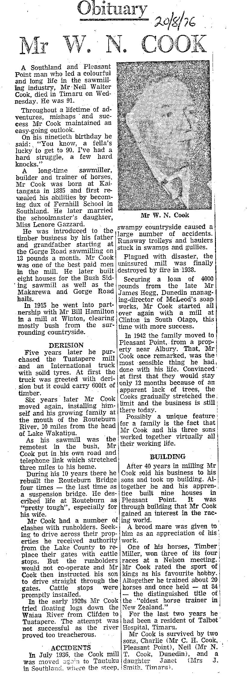 Obituary: Mr W N Cook