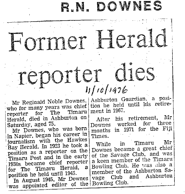 Obituary: R N Downes, Former Herald reporter dies