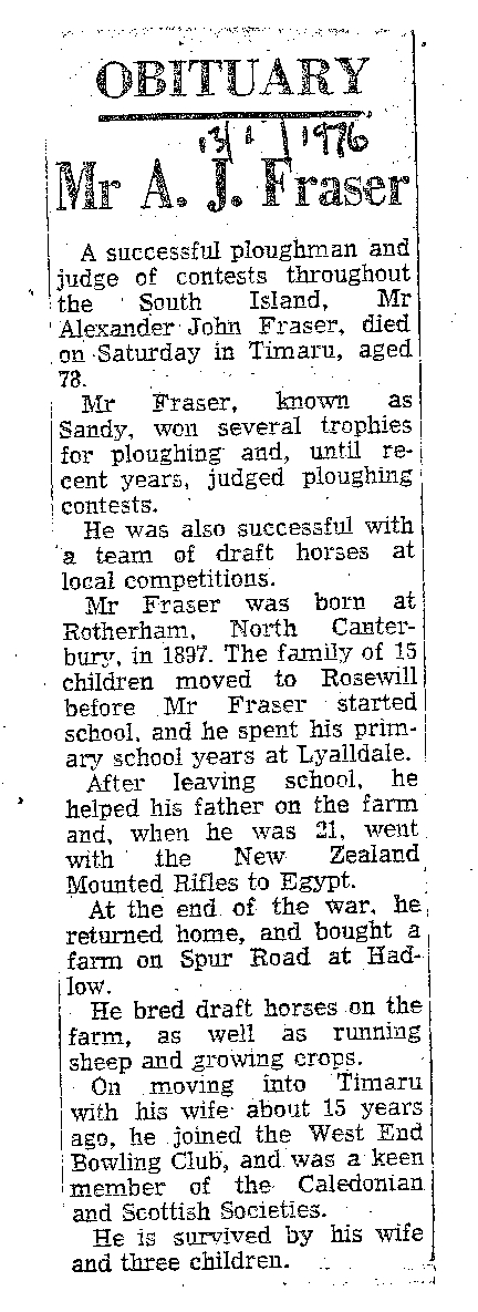 Obituary: Mr A J Fraser