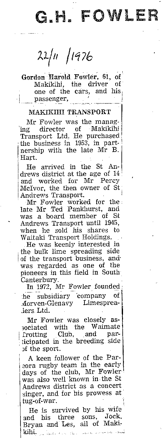 Obituary: G H Fowler