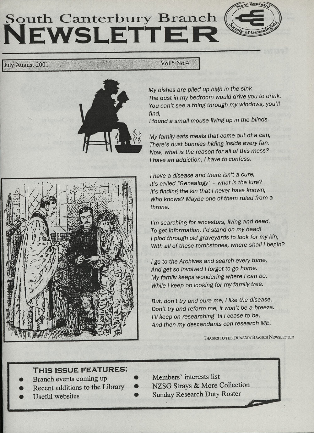 South Canterbury Branch Newsletter July/August 2001 Vol 5 No 4
