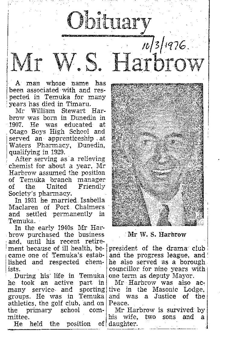 Obituary: Mr W S Harbrow