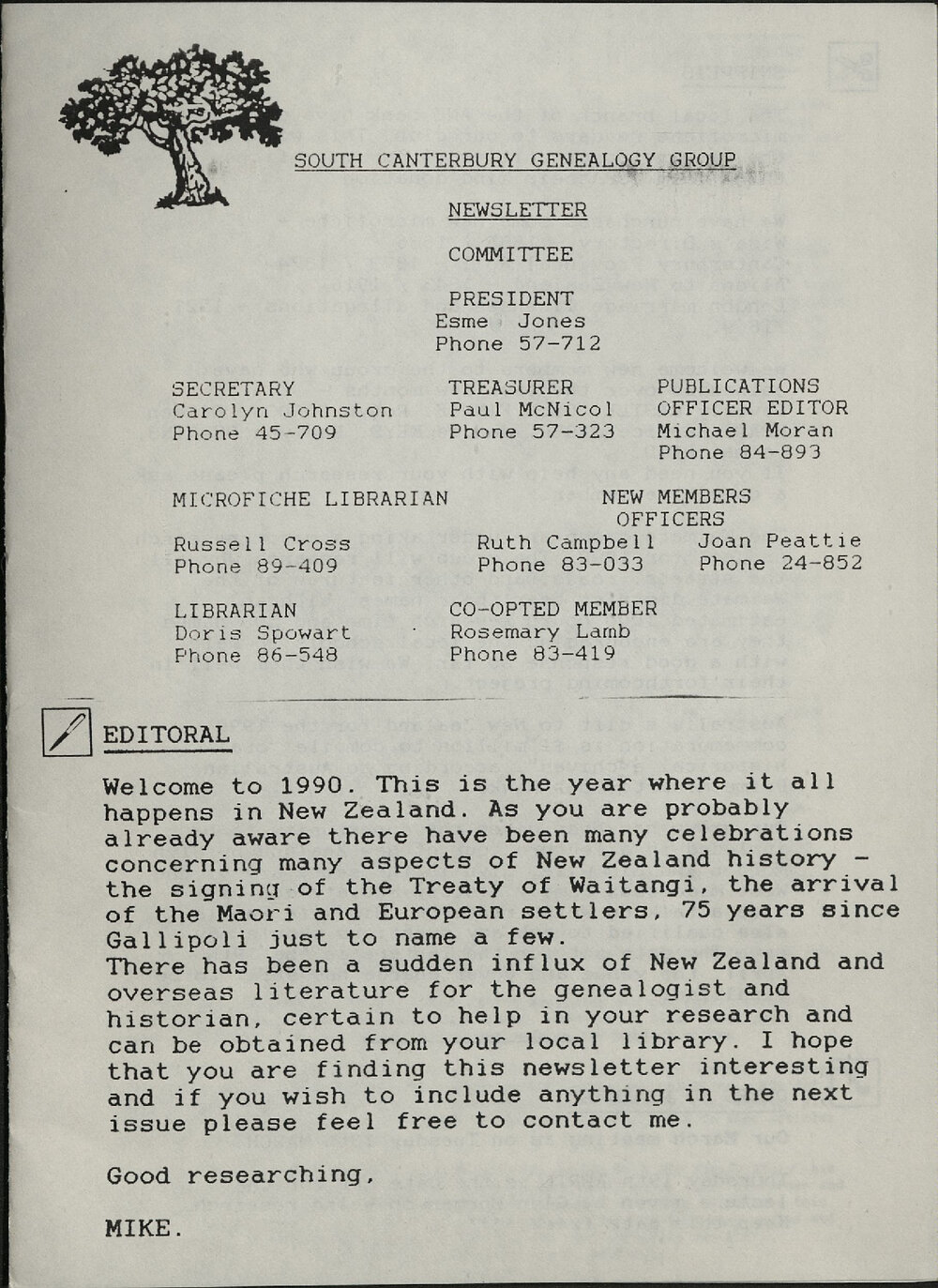 South Canterbury Genealogy Group Newsletter 1990