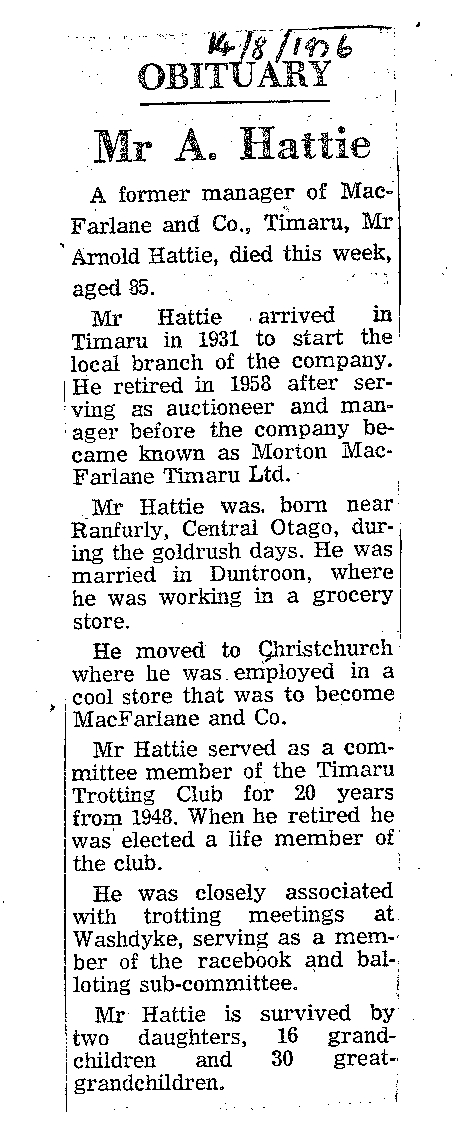 Obituary: Mr A Hattie