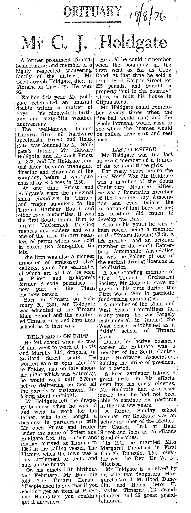 Obituary: Mr C J Holdgate