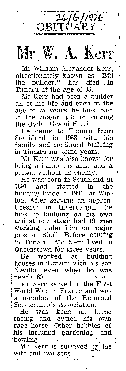 Obituary: Mr W A Kerr