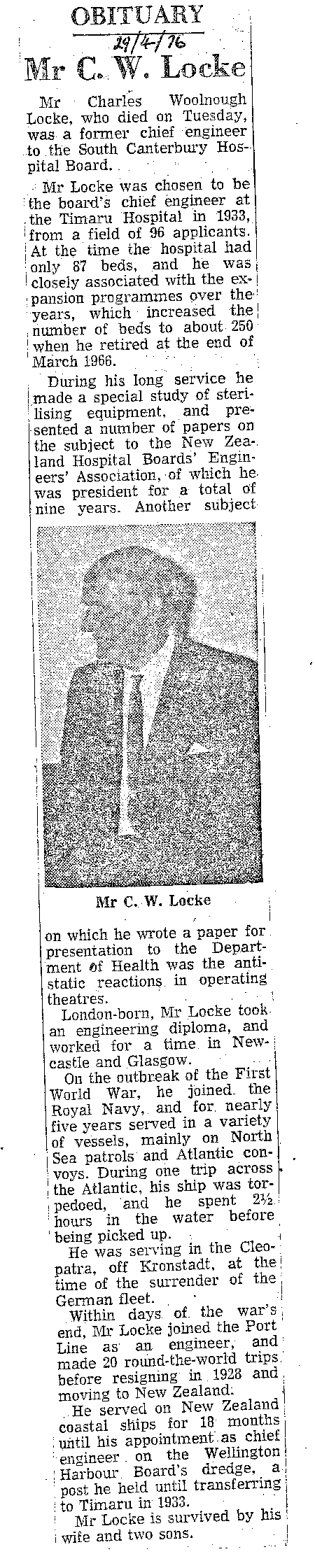 Obituary: Mr C W Locke