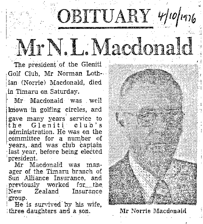 Obituary: Mr N L Macdonald