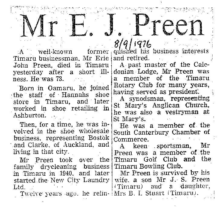 Obituary: Mr E J Preen