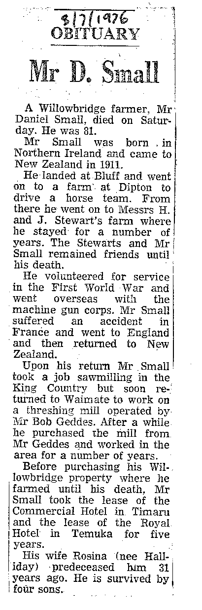 Obituary: Mr D Small