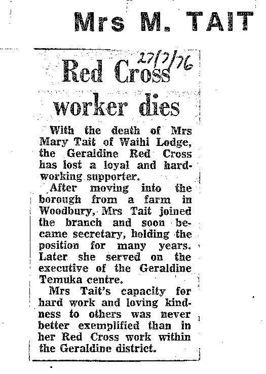 Obituary: Mrs M Tait