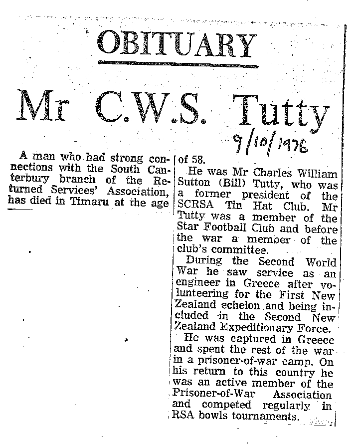 Obituary: Mr C W S Tutty