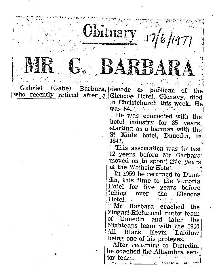 Obituary: Mr G Barbara