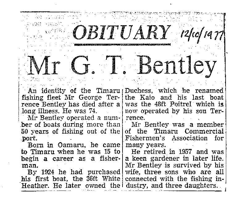Obituary: Mr G T Bentley