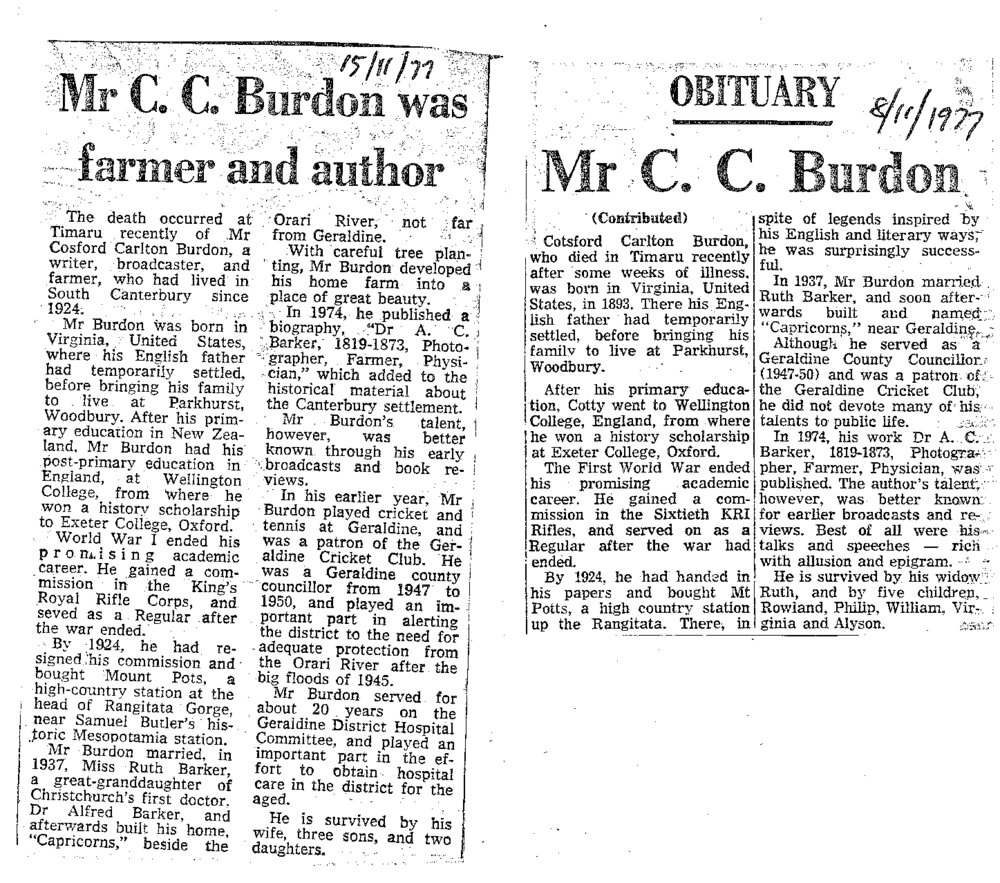 Obituary: Mr C C Burdon was farmer and author