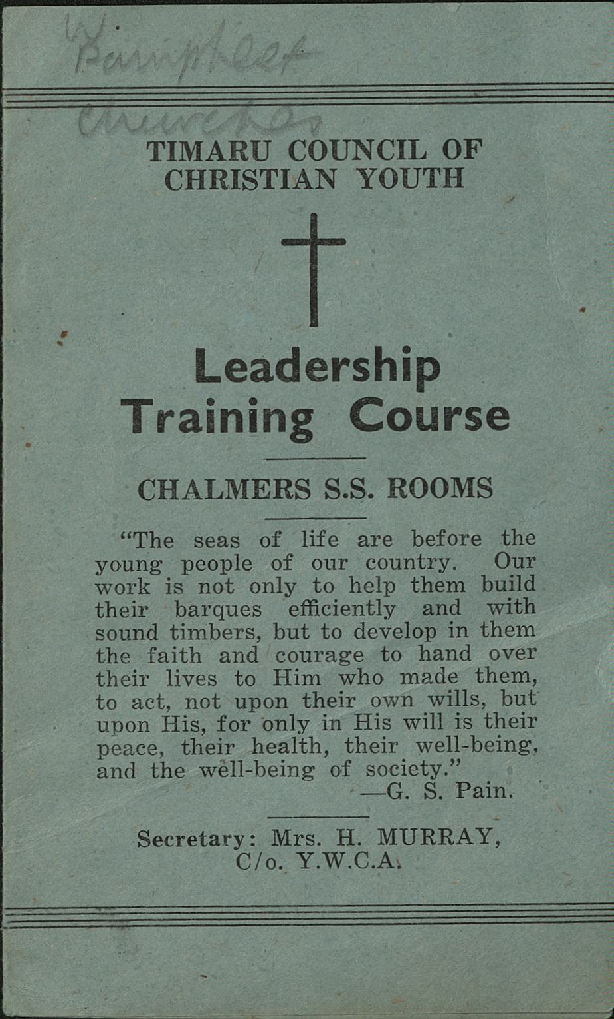 Timaru Council of Christian Youth Leadership Training Course