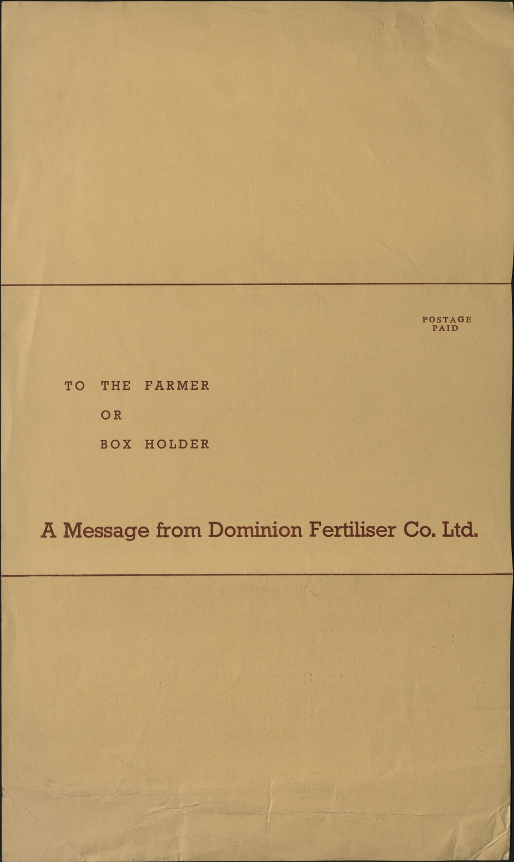 A Message from Dominion Fertiliser Co Ltd