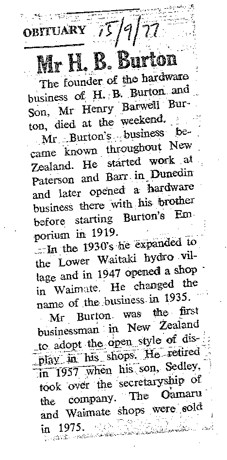 Obituary: Mr H B Burton