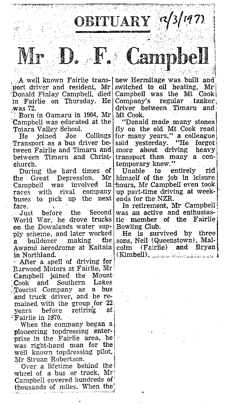 Obituary: Mr D F Campbell