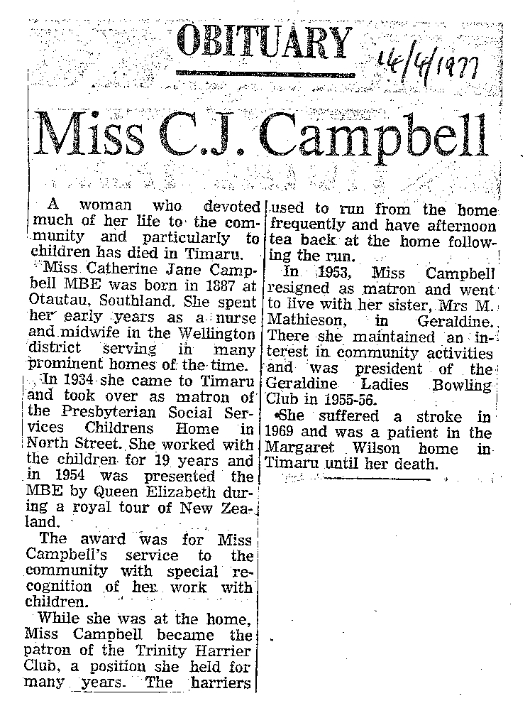 Obituary: Miss C J Campbell