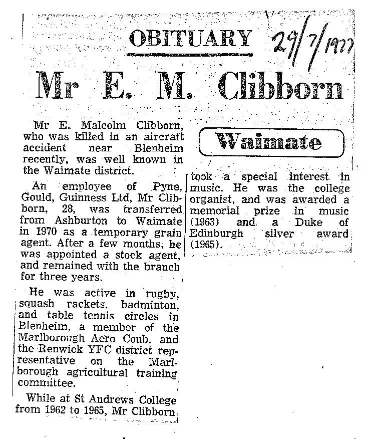 Obituary: Mr E M Clibborn