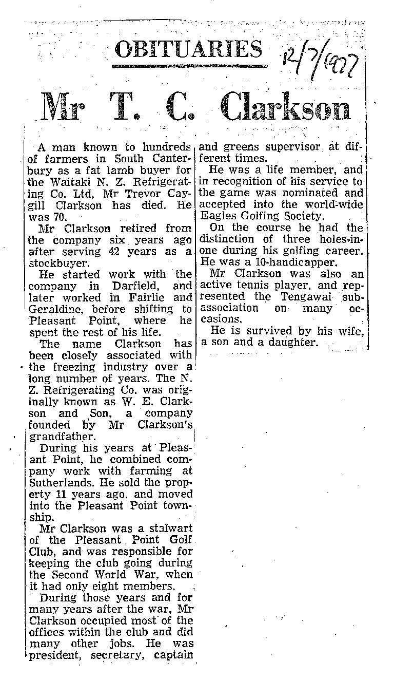 Obituary: Mr T C Clarkson