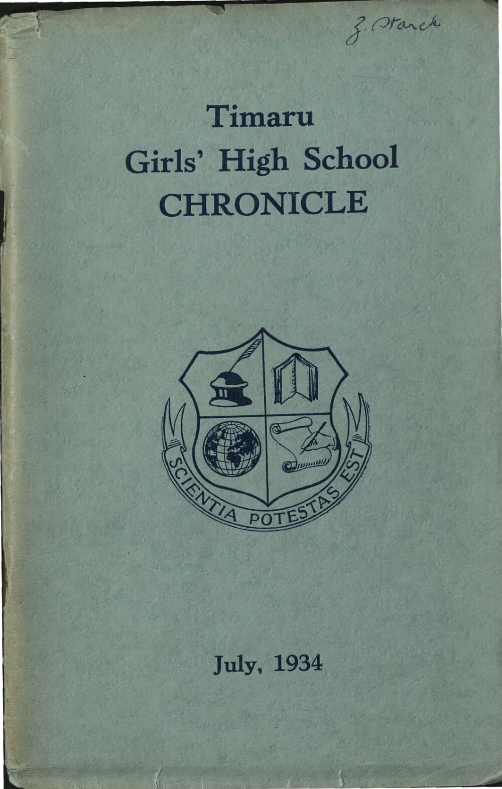 Timaru Girls' High School Chronicle 1934: July 1934
