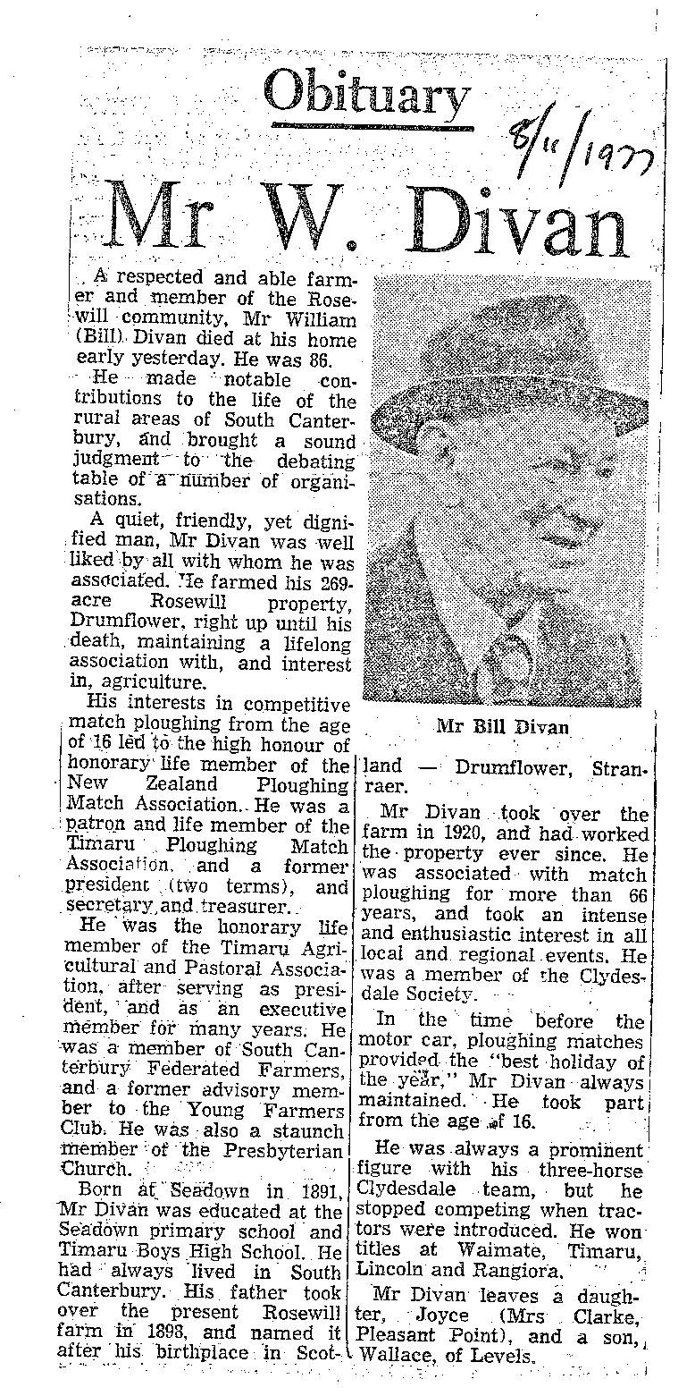 Obituary: Mr W Divan