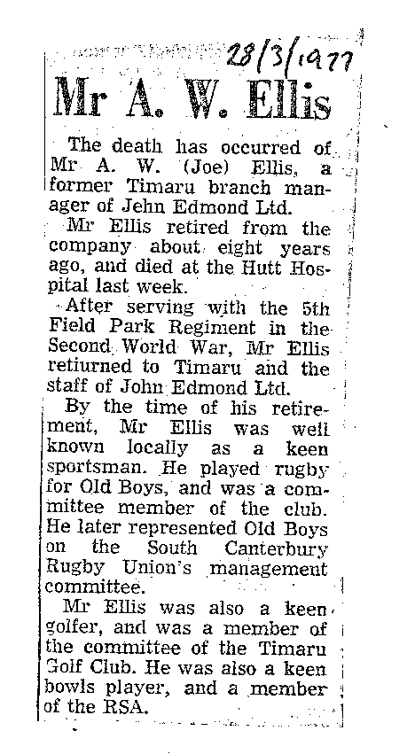 Obituary: Mr A W Ellis