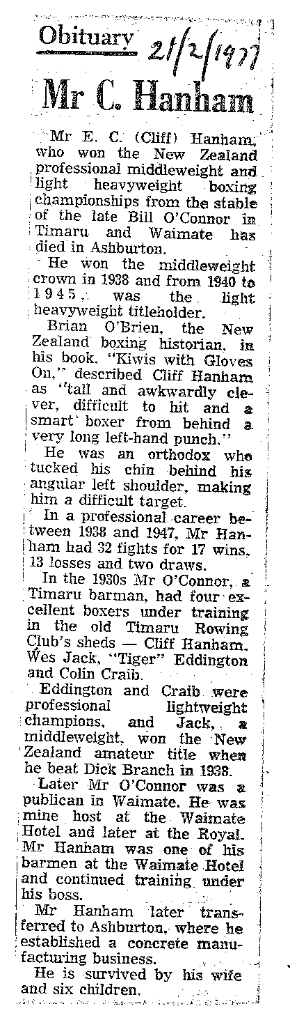 Obituary: Mr C Hanham