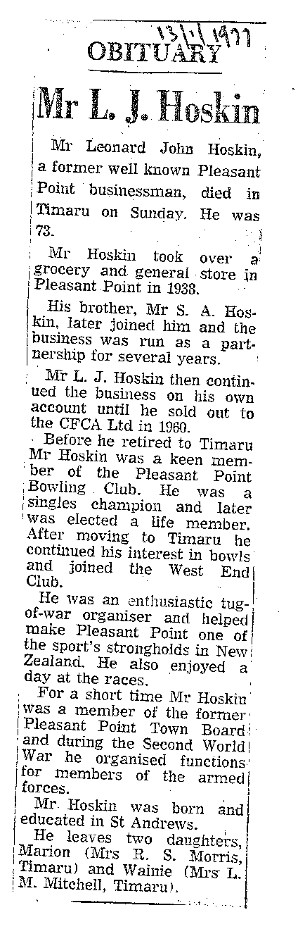 Obituary: Mr L J Hoskin