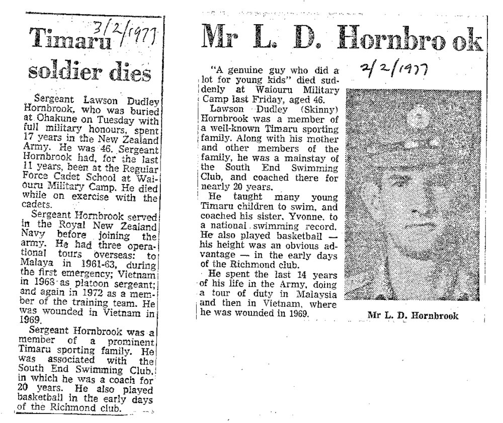 Obituary: Mr L D Hornbrook, Timaru soldier dies