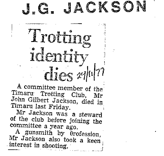 Obituary: J G Jackson, Trotting identity dies