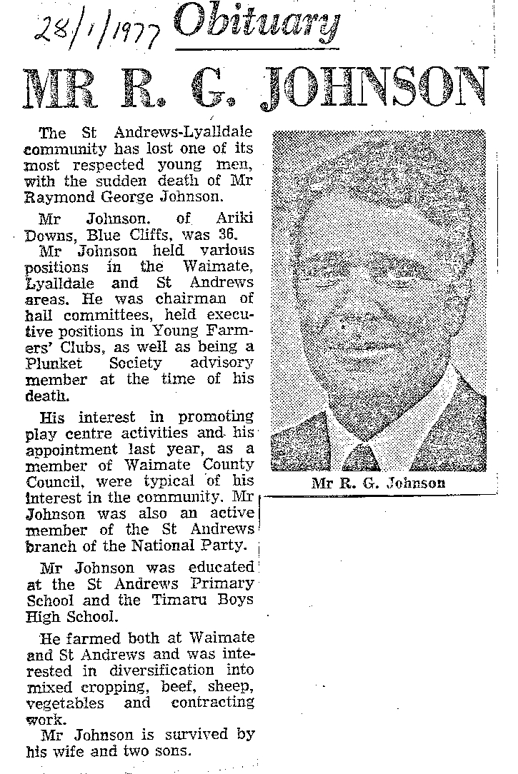 Obituary: Mr R G Johnson