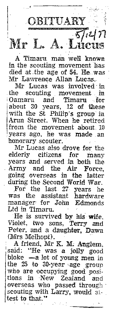 Obituary: Mr L A Lucus