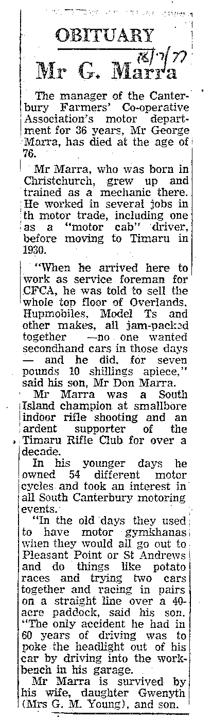 Obituary: Mr G Marra