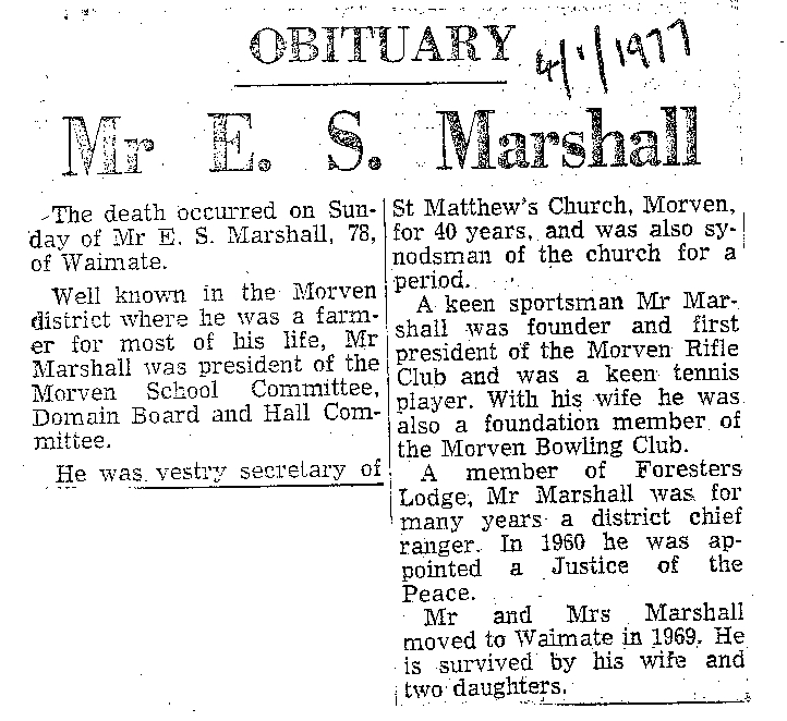 Obituary: Mr E S Marshall